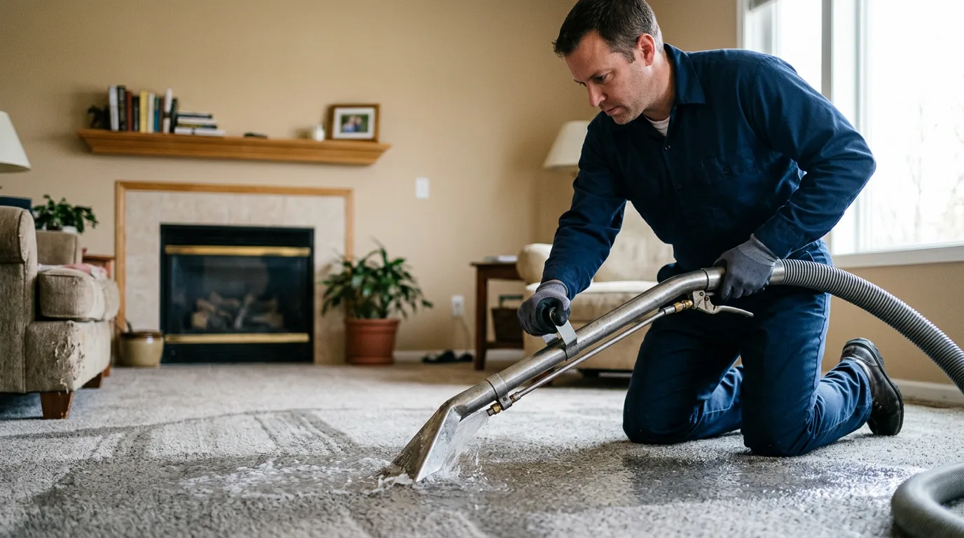 Water damage restoration technician working near Swanton, VT